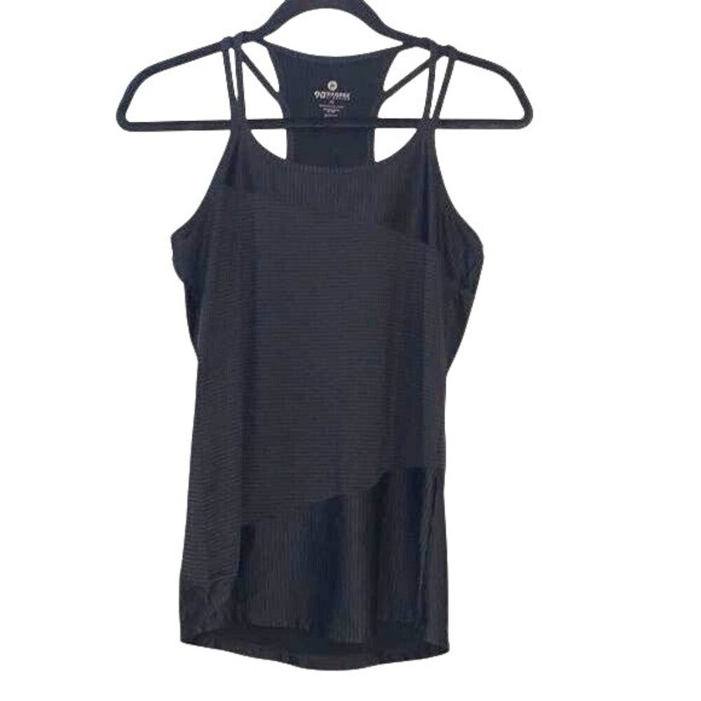 90 Degree By Reflex XS Black Striped Asymmetrical Strappy Activewear Tank Top Po